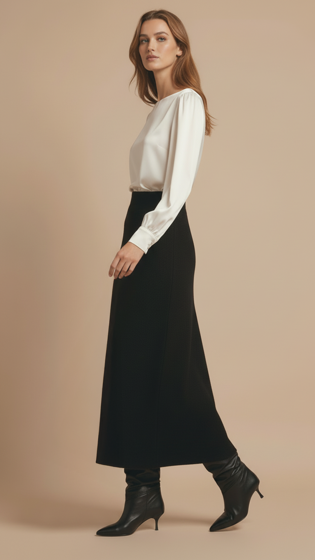 Fusta Maxi din Lana "Grace" - NEGRU
