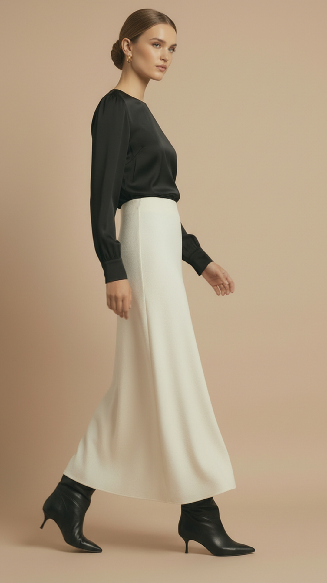 Fusta Maxi din Lana "Grace" - IVOIRE