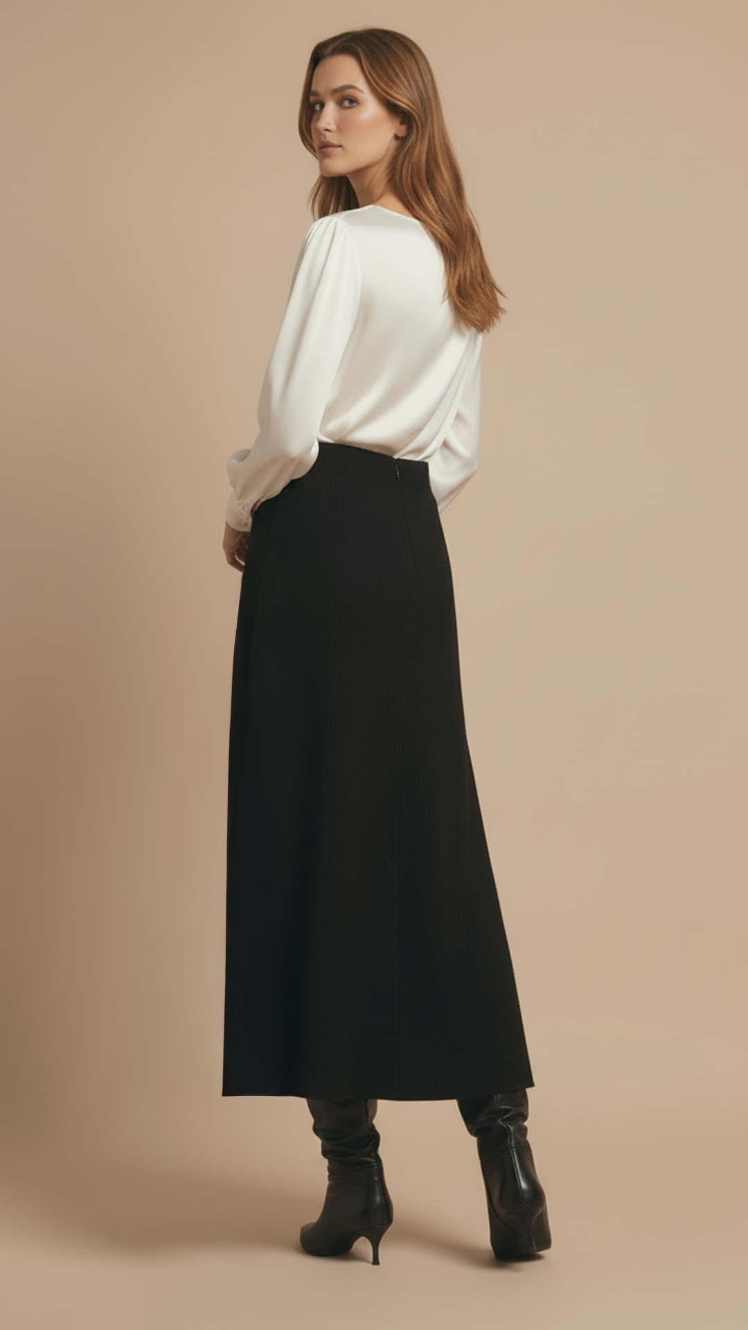 Fusta Maxi din Lana "Grace" - NEGRU