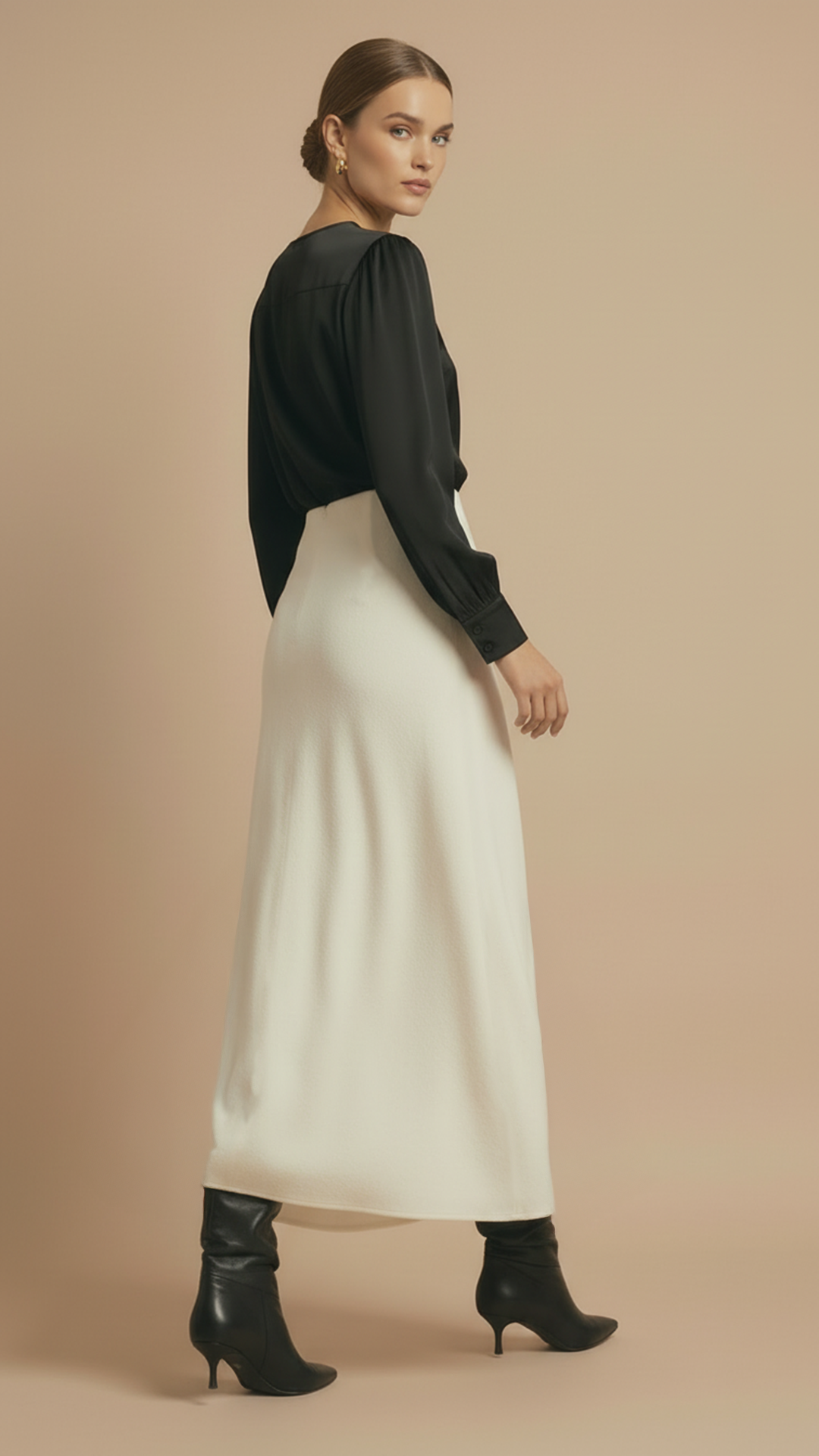 Fusta Maxi din Lana "Grace" - IVOIRE