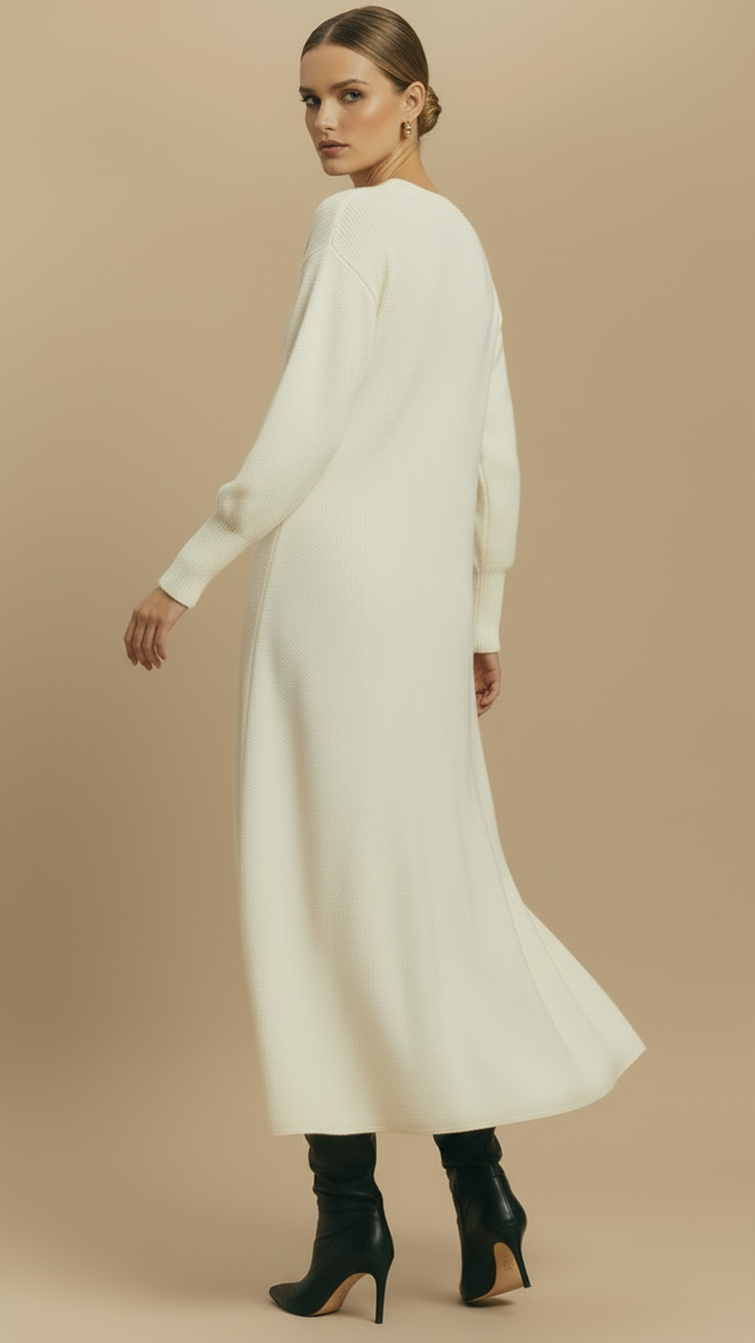 Rochie din Lana Maxi croiala A-line "Grace" - IVOIRE