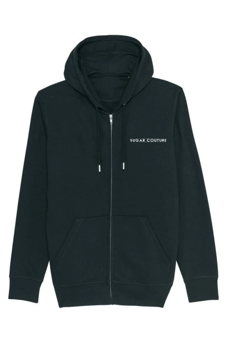 Hanorac NaturalRaw supradimensionat unisex bumbac organic cu fermoar "Zip" Sugar Couture