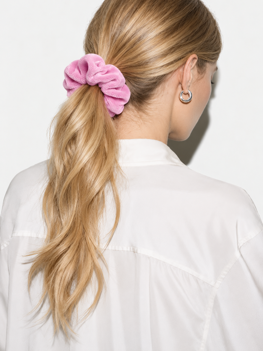 Scrunchie Elastic de Par Handmade Catifea Velveto - Baby Pink