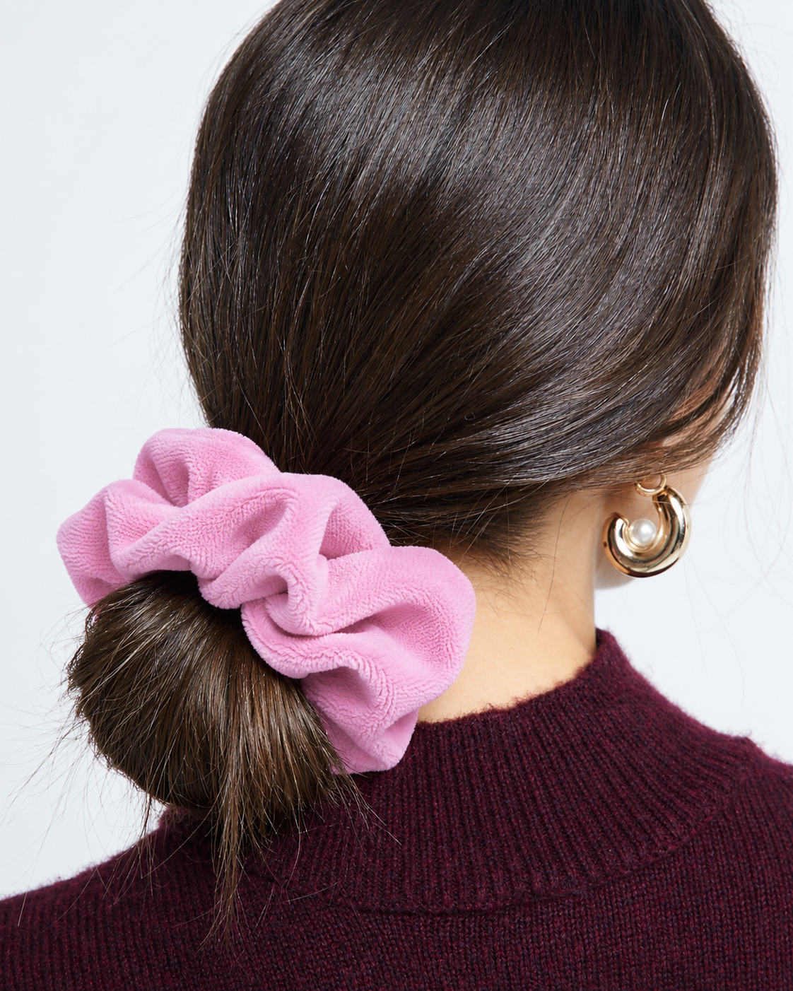 Scrunchie Elastic de Par Handmade Catifea Velveto - Baby Pink