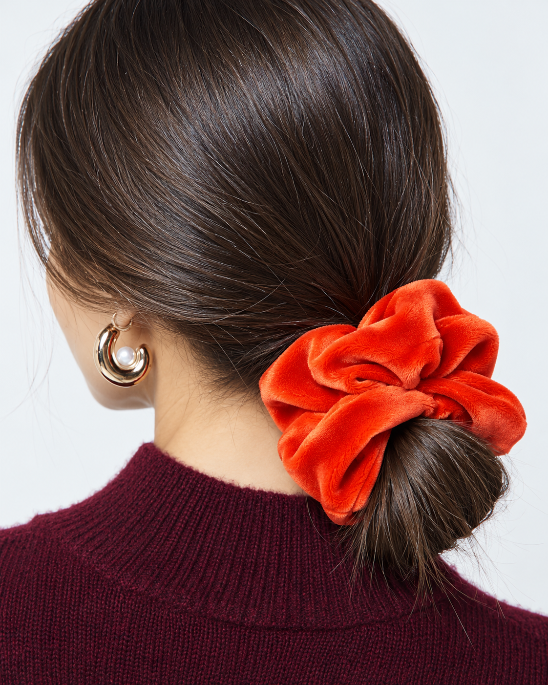 Scrunchie Elastic de Par Handmade Catifea Velveto - Portocaliu