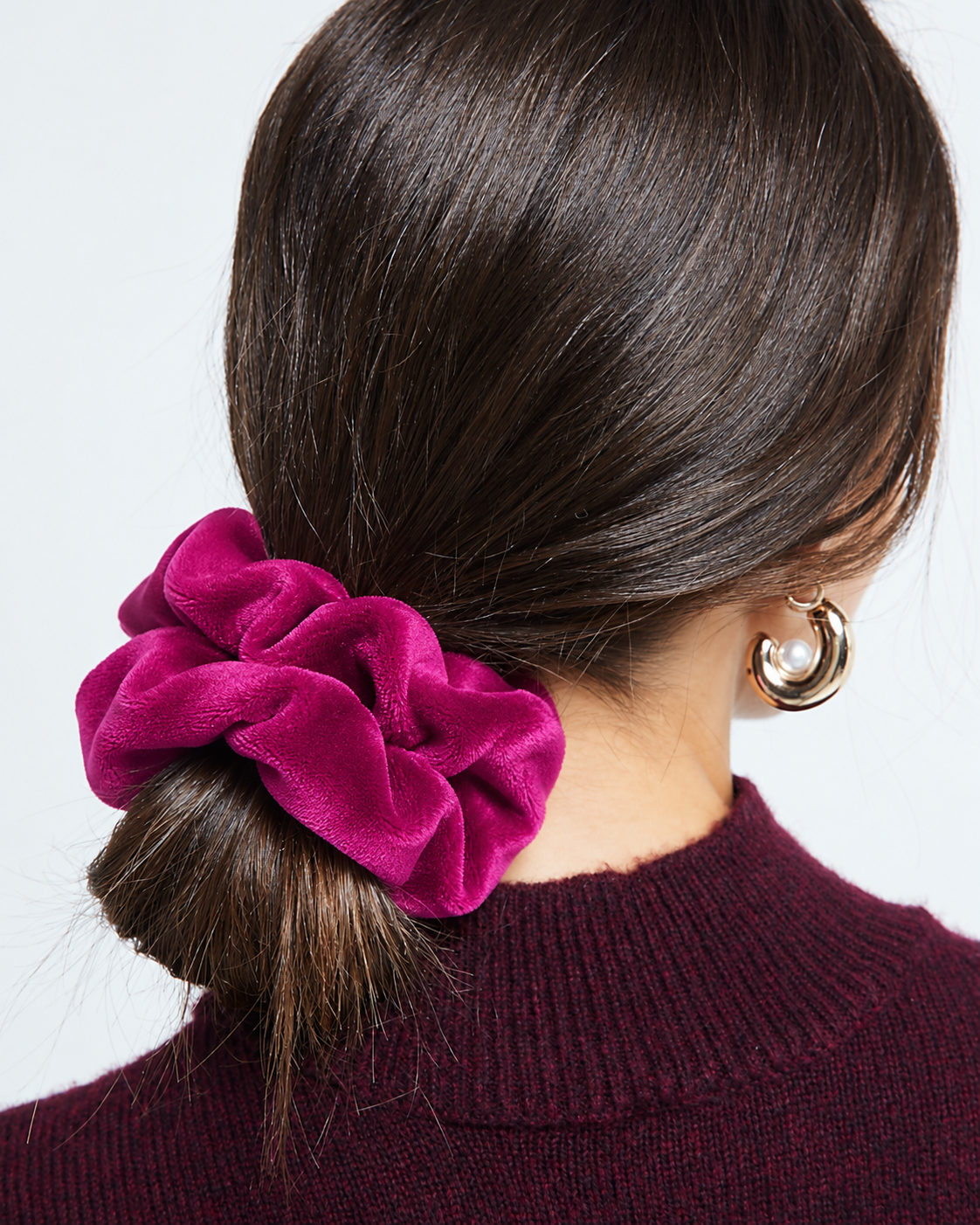 Scrunchie Elastic de Par Handmade Catifea Velveto - Magenta