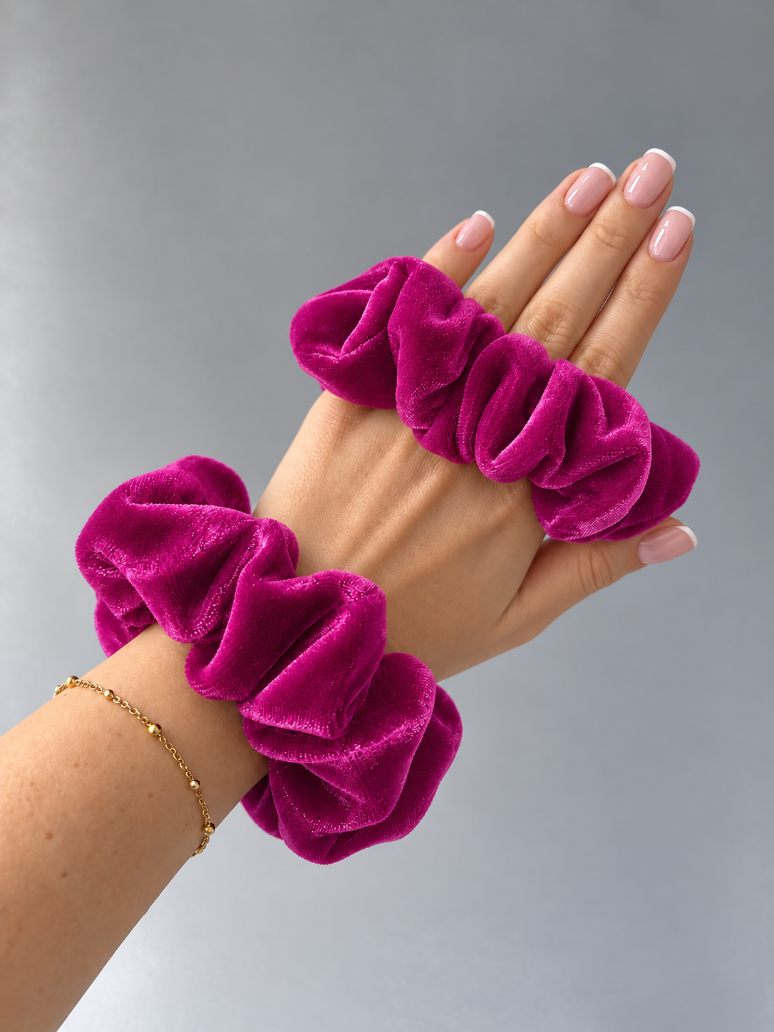 Scrunchie Elastic de Par Handmade Catifea Velveto - Magenta