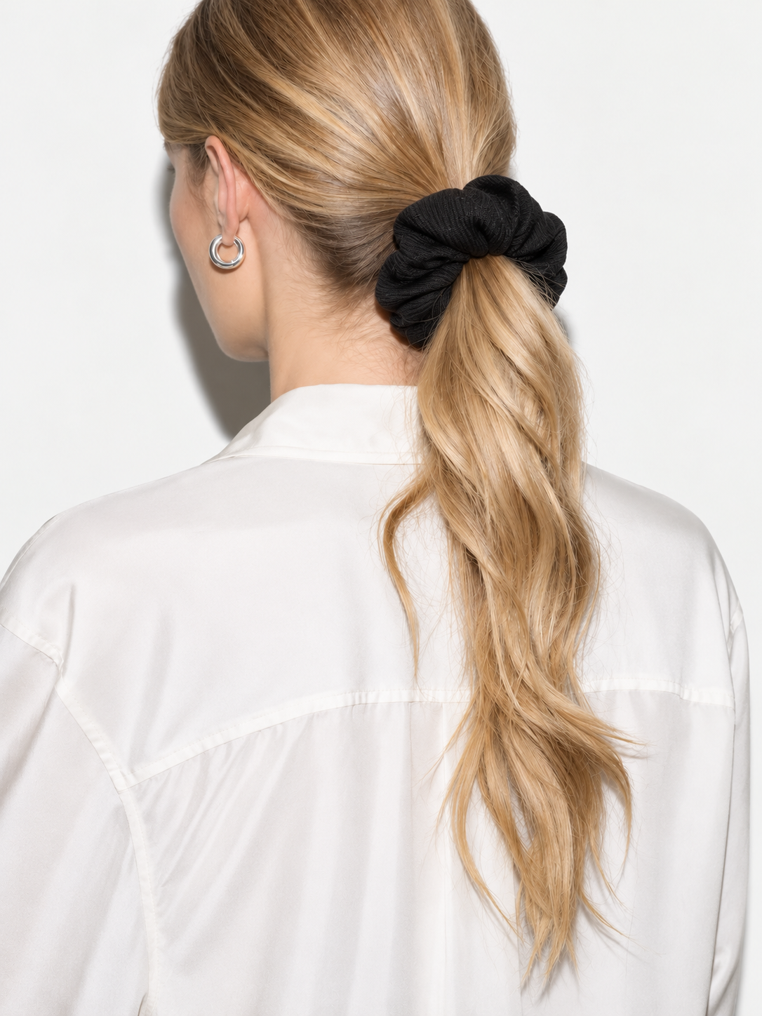 Scrunchie Elastic de Par Handmade Ribbed - Negru
