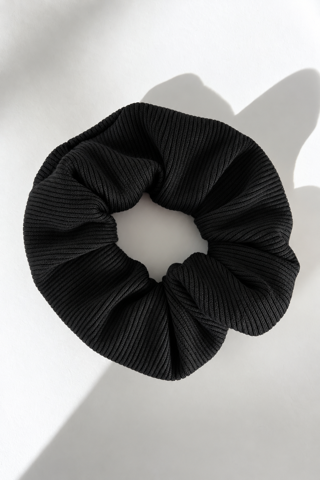Scrunchie Elastic de Par Handmade Ribbed - Negru