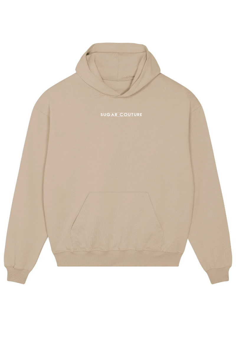 Hanorac alb supradimensionat unisex bumbac organic "Star" Sugar Couture