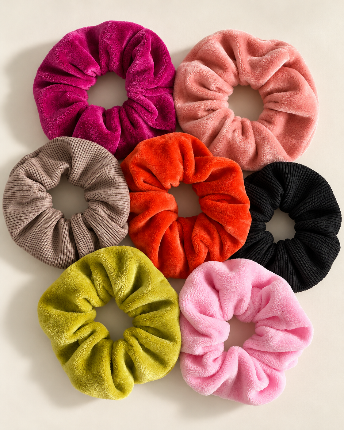 Set 5 Scrunchie Elastic de Par Handmade Catifea Velveto - MultiColors