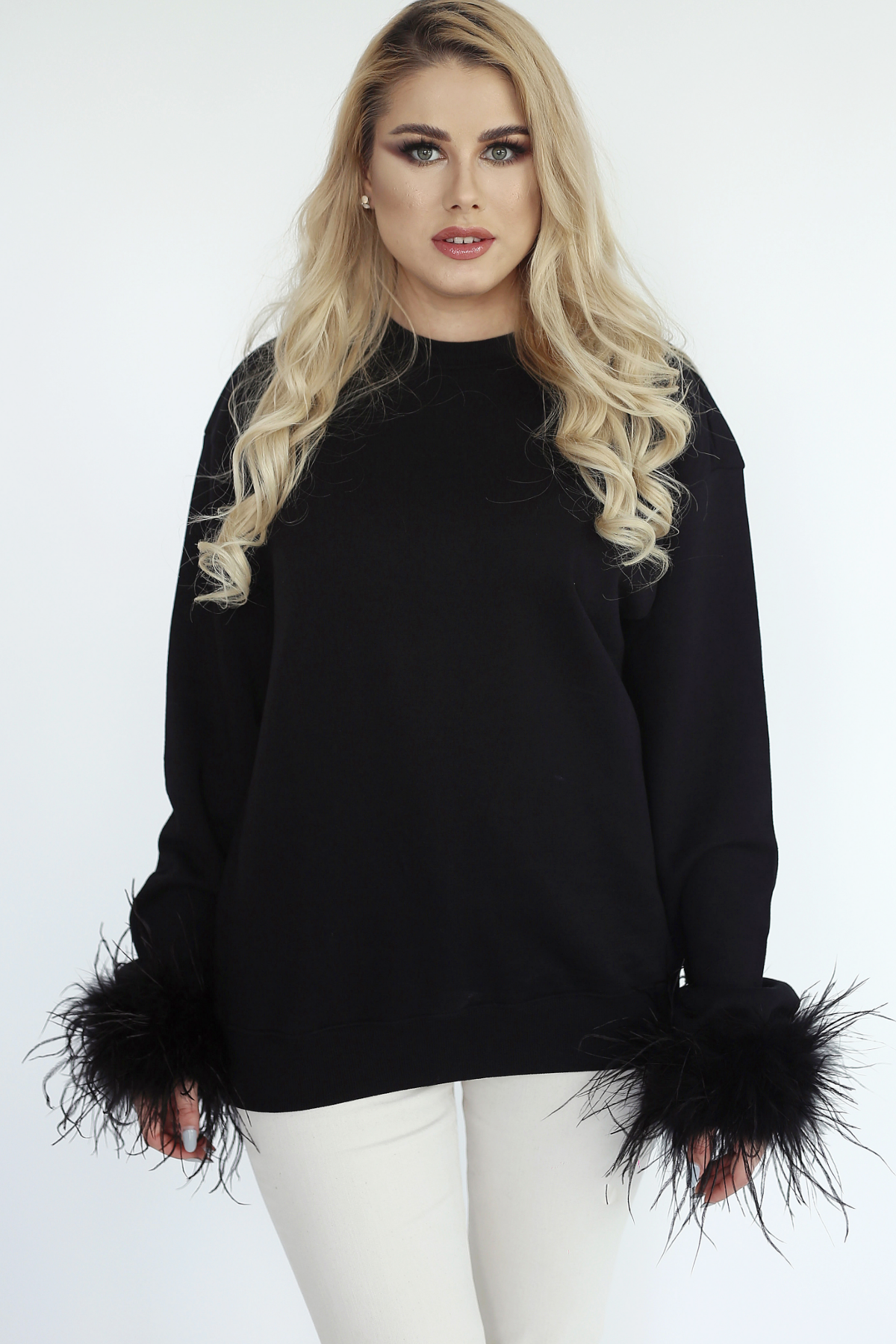 Bluza neagra dama cu pene Sugar Couture x Henrietta