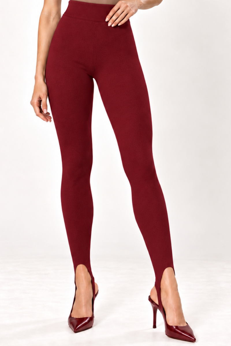 Colanti din bumbac cu talie inalta si decupaj Stirrup "Valerie" Sugar Couture - Burgundy