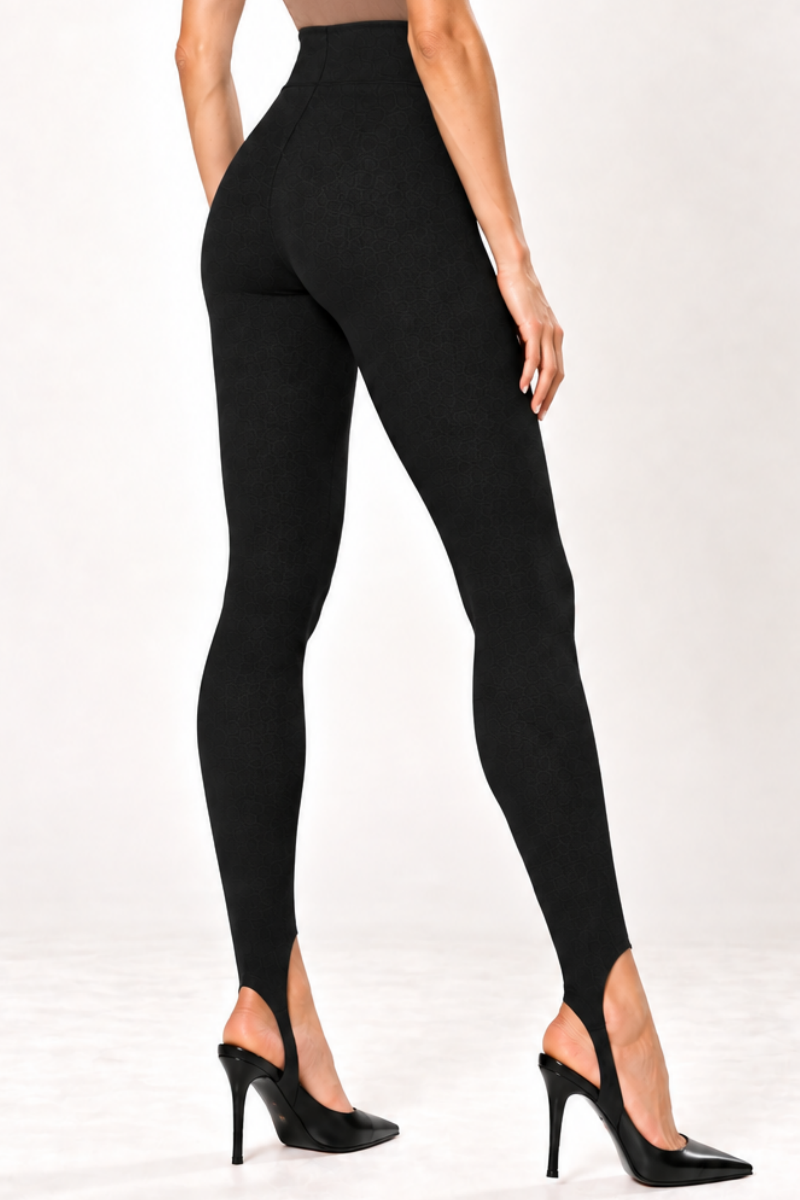 Colanti din bumbac cu talie inalta si decupaj Stirrup "Valerie" Sugar Couture - Negru