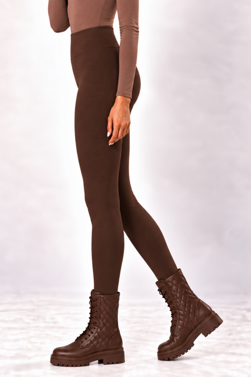 Colanti din bumbac cu talie inalta "Michaela" Sugar Couture - Dark Brown