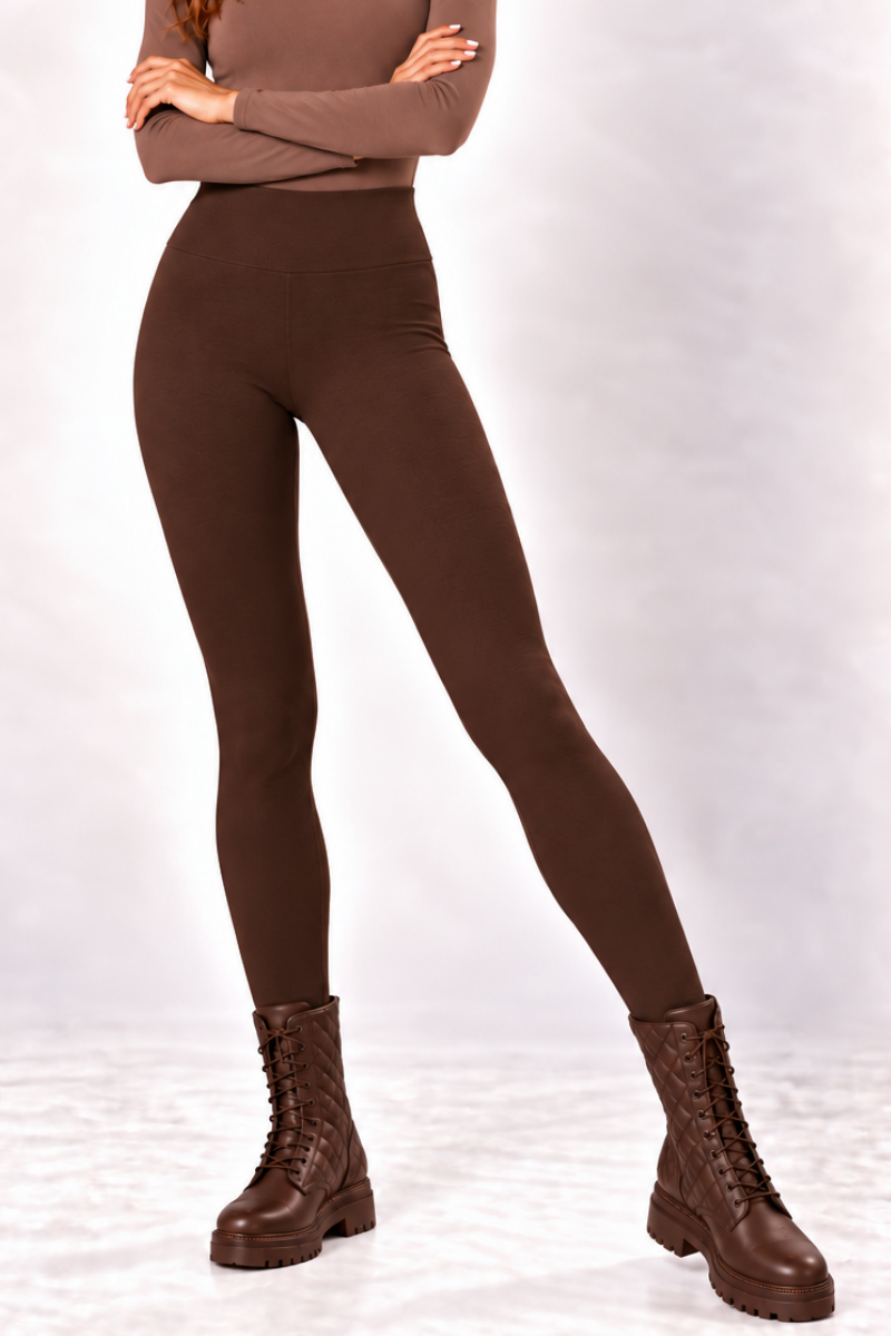 Colanti din bumbac cu talie inalta "Michaela" Sugar Couture - Dark Brown