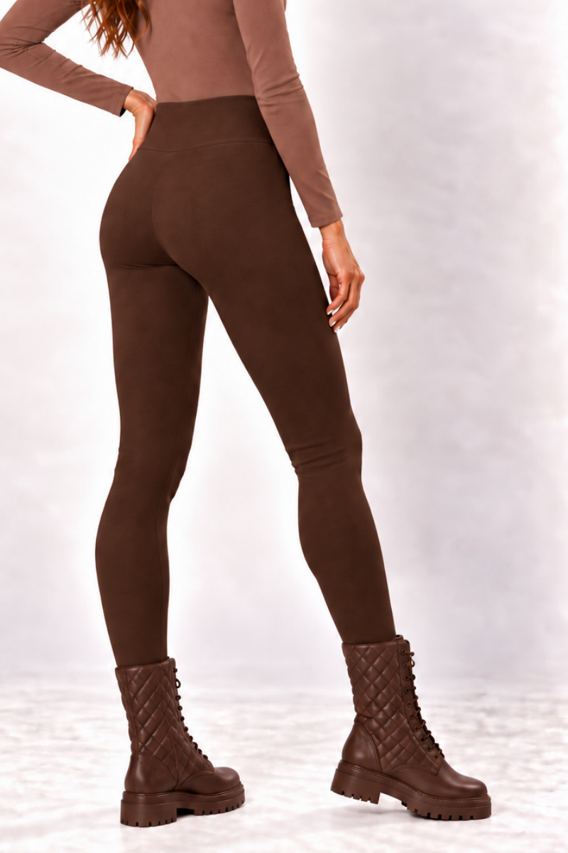 Colanti din bumbac cu talie inalta "Michaela" Sugar Couture - Dark Brown