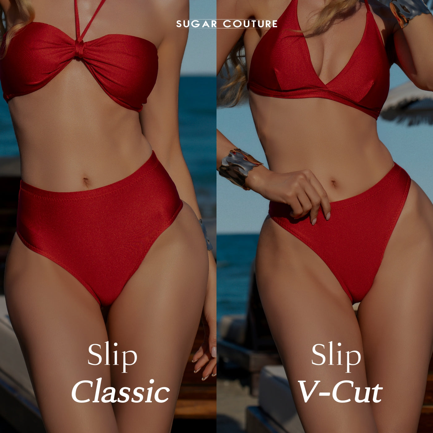 Costum de baie modelator 2 piese sutien "Tip Bandeau" si slip "Talie Inalta" - "La Mer" Sugar Couture - Turcoaz