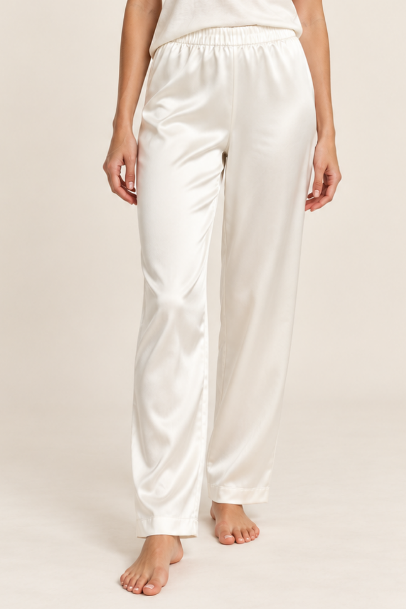 Pantaloni homewear din satin ivoire Sugar Couture OUTLET
