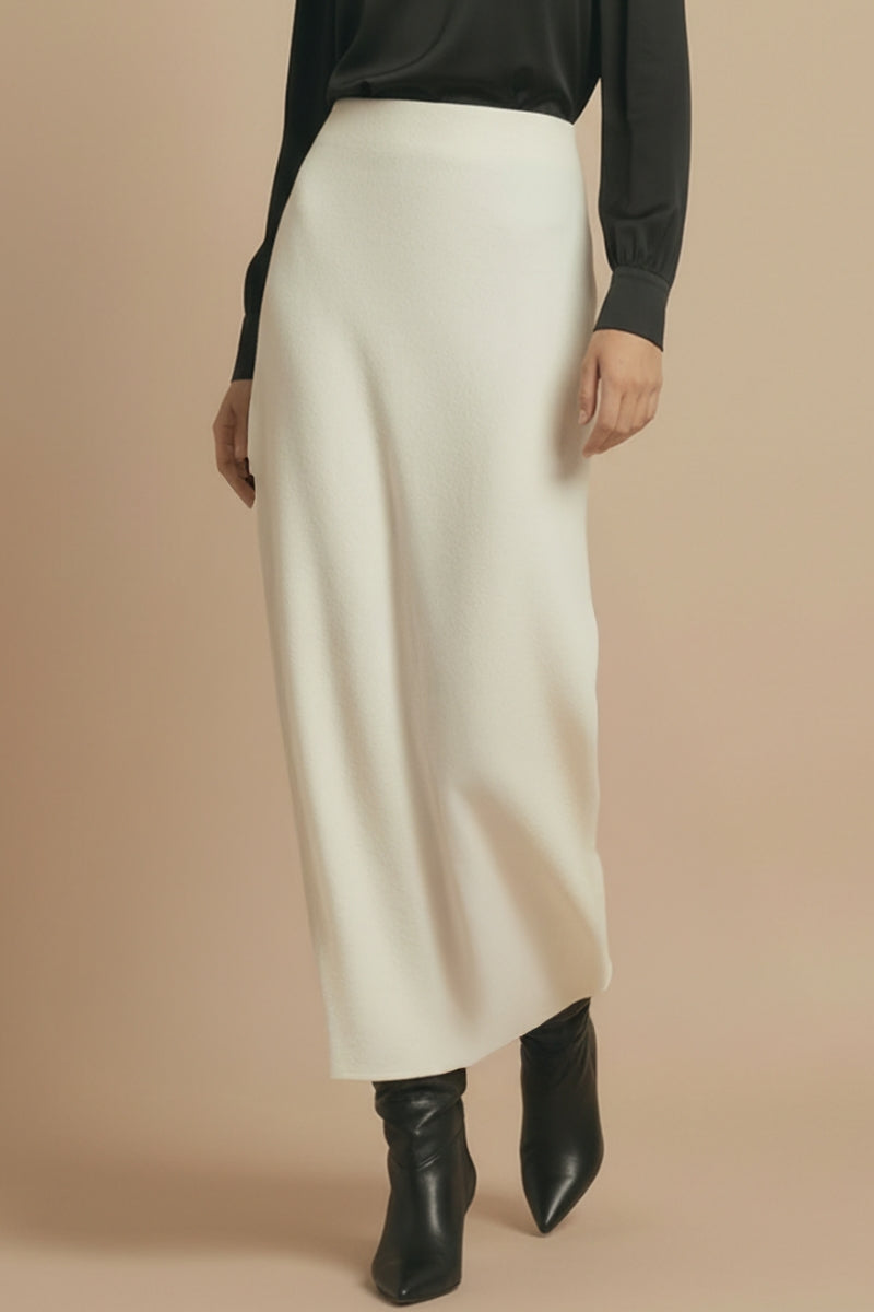 Fusta Maxi din Lana "Grace" - IVOIRE