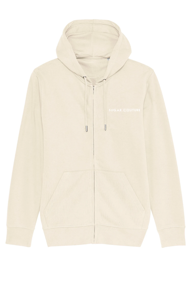 Hanorac NaturalRaw supradimensionat unisex bumbac organic cu fermoar "Zip" Sugar Couture