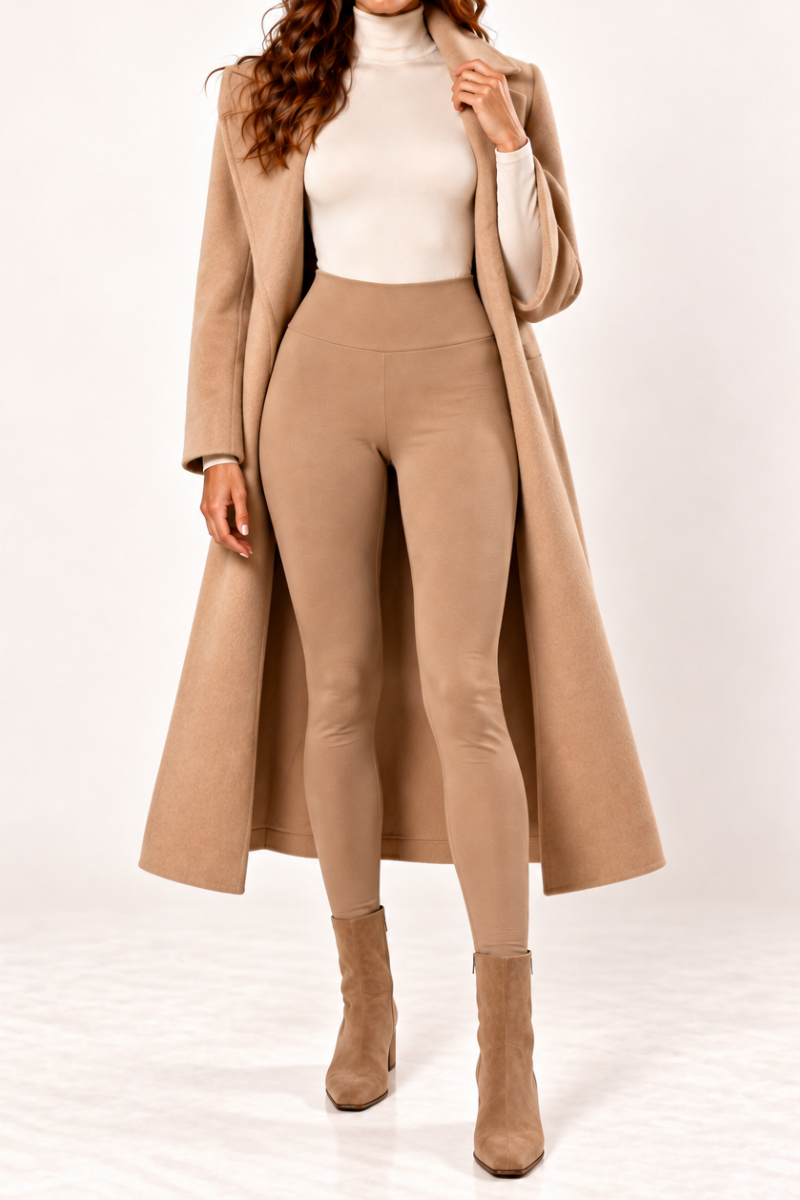 Colanti din bumbac cu talie inalta "Michaela" Sugar Couture - Beige