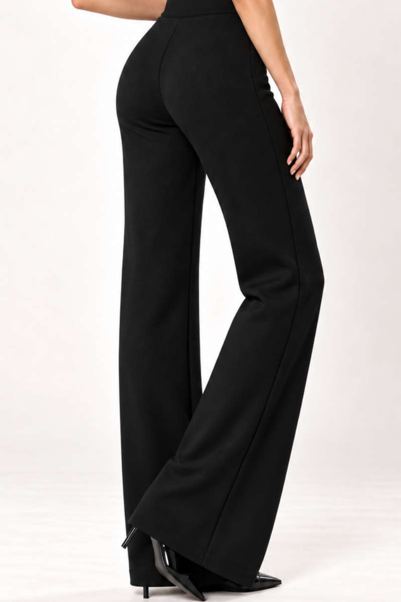 Pantaloni din bumbac cu talie inalta si croiala dreapta "Michaela" Sugar Couture - Negru