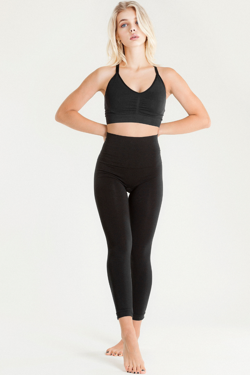 Set Negru 2 piese Ultra Modelator "Bustiera" si "Colanti Talie Extra Inalta" "Tummy Control" Sugar Couture