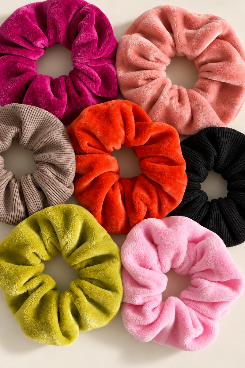 Set 5 Scrunchie Elastic de Par Handmade Catifea Velveto - MultiColors