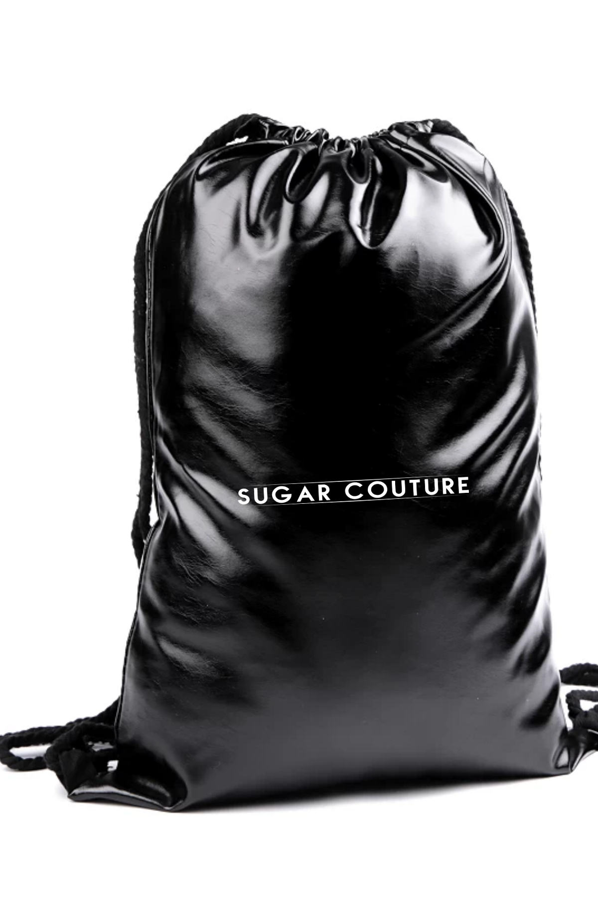 Rucsac negru metalic sport cu snur Sugar Couture