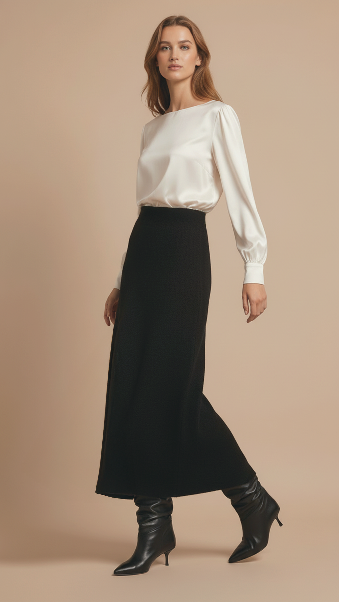 Fusta Maxi din Lana "Grace" - NEGRU