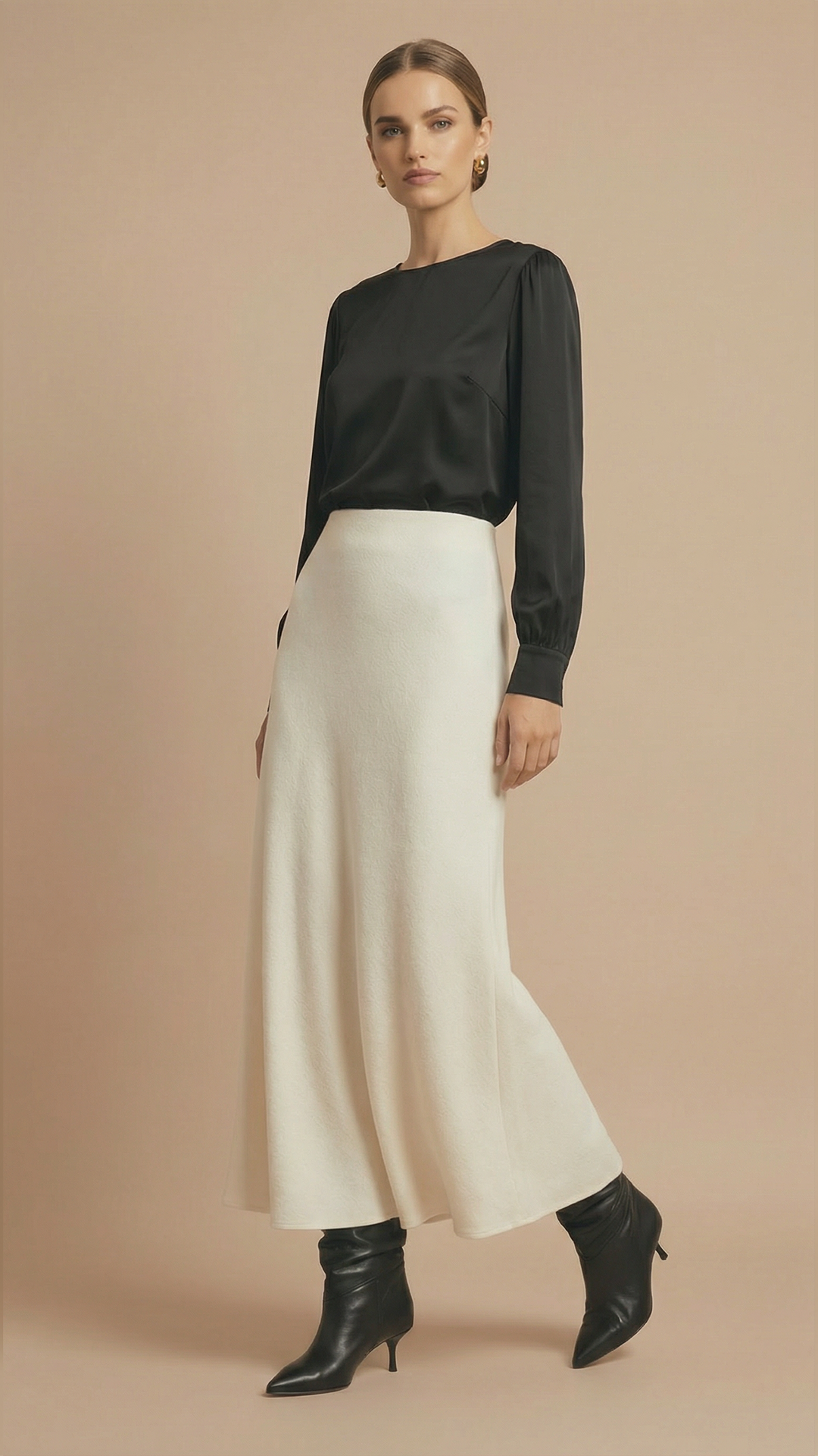 Fusta Maxi din Lana "Grace" - IVOIRE