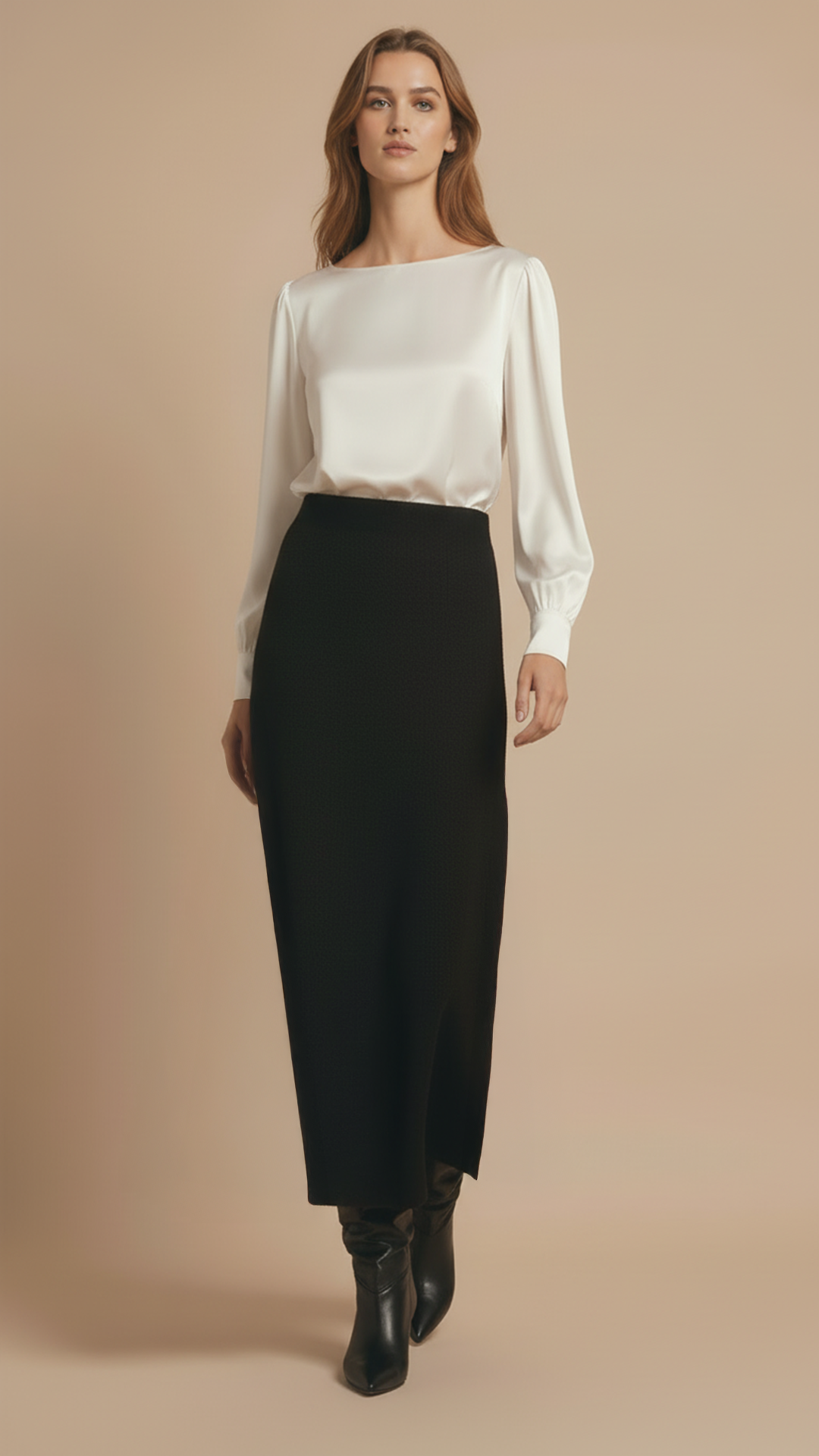 Fusta Maxi din Lana "Grace" - NEGRU