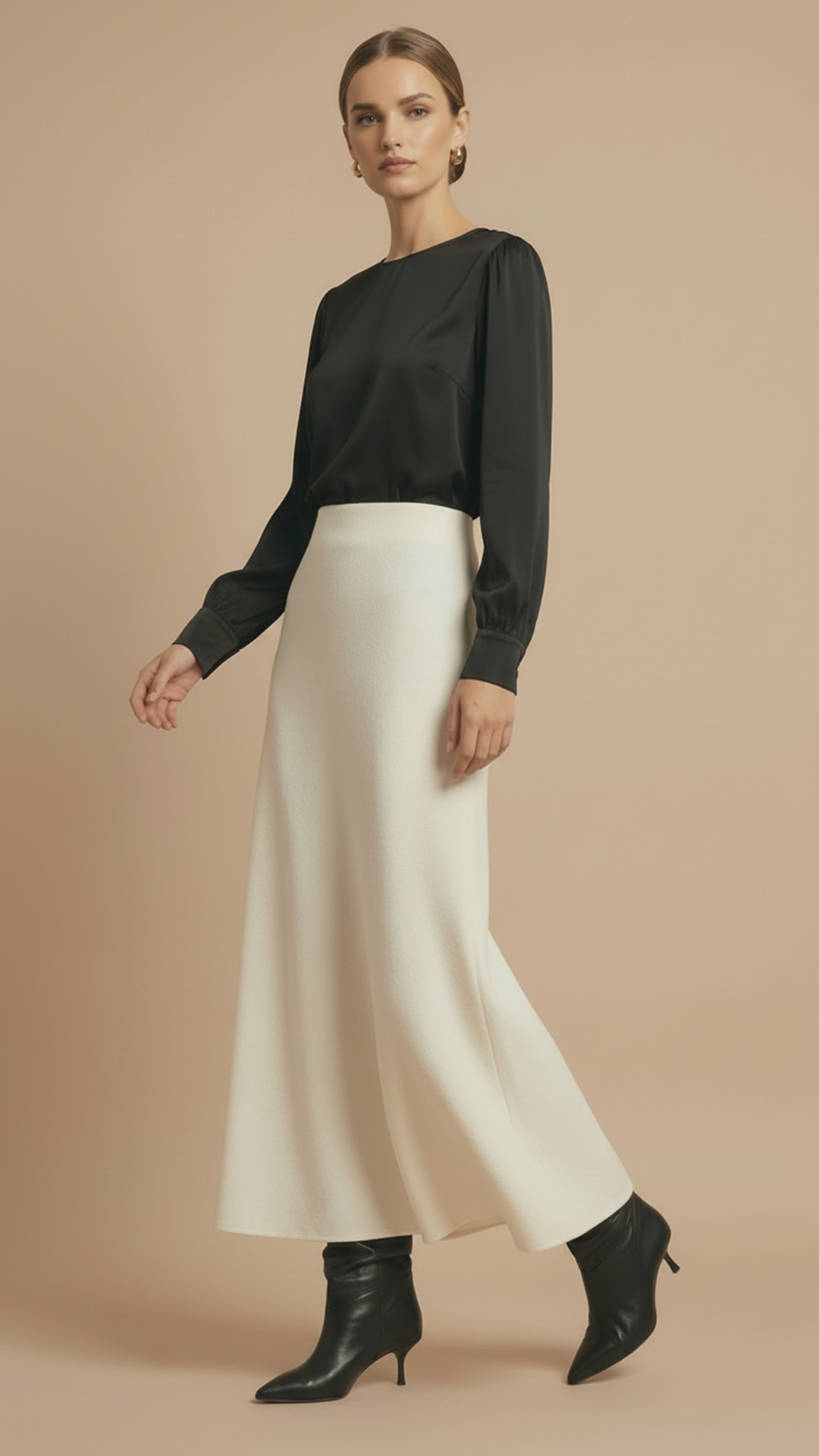 Fusta Maxi din Lana "Grace" - IVOIRE