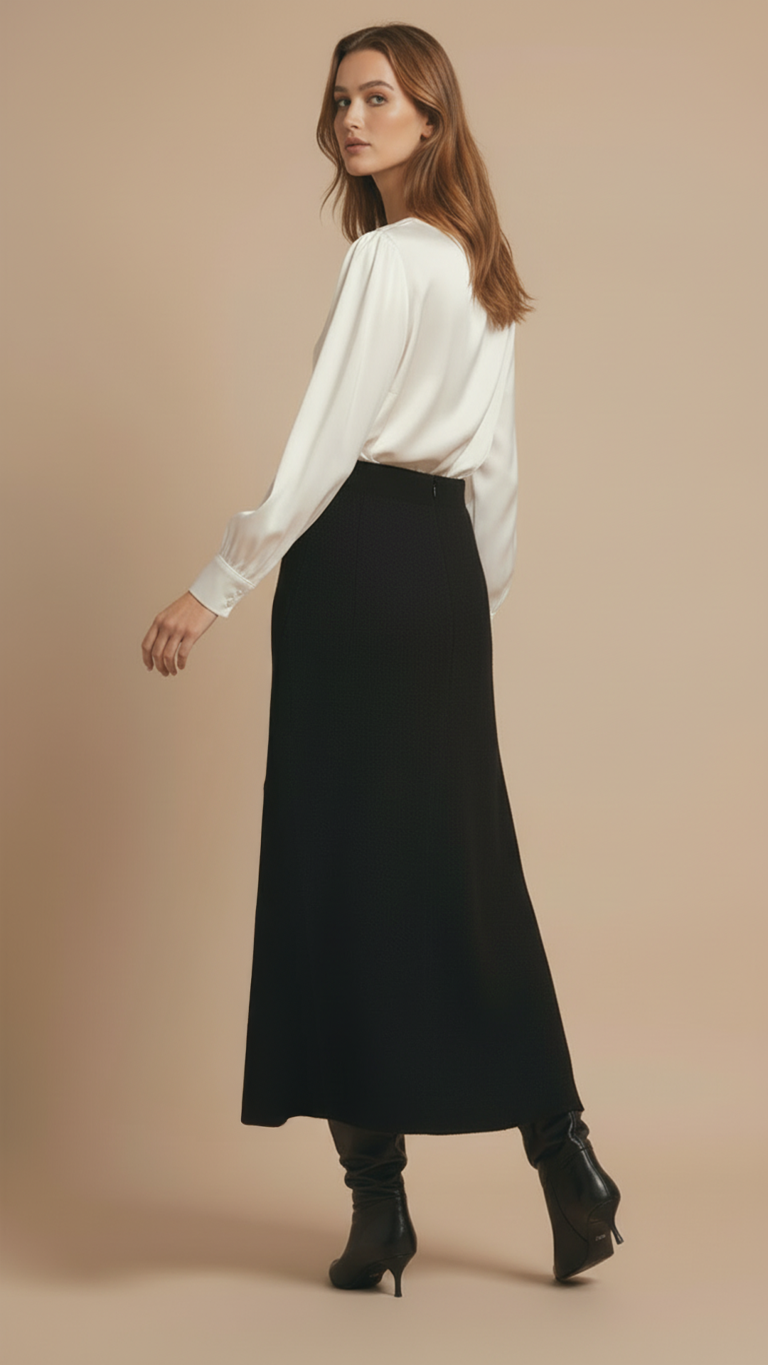 Fusta Maxi din Lana "Grace" - NEGRU