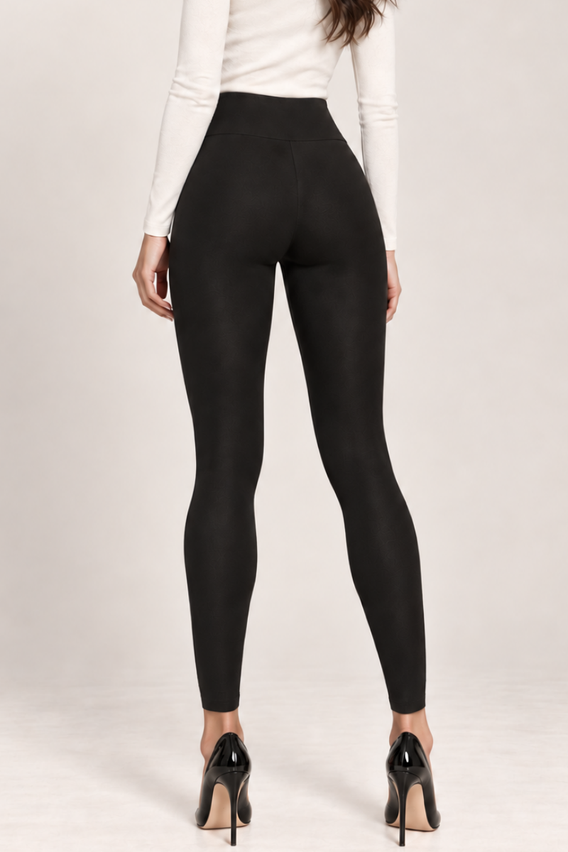 Colanti din bumbac cu talie inalta si decupaj frontal Stirrup "Aurora" Sugar Couture - Negru
