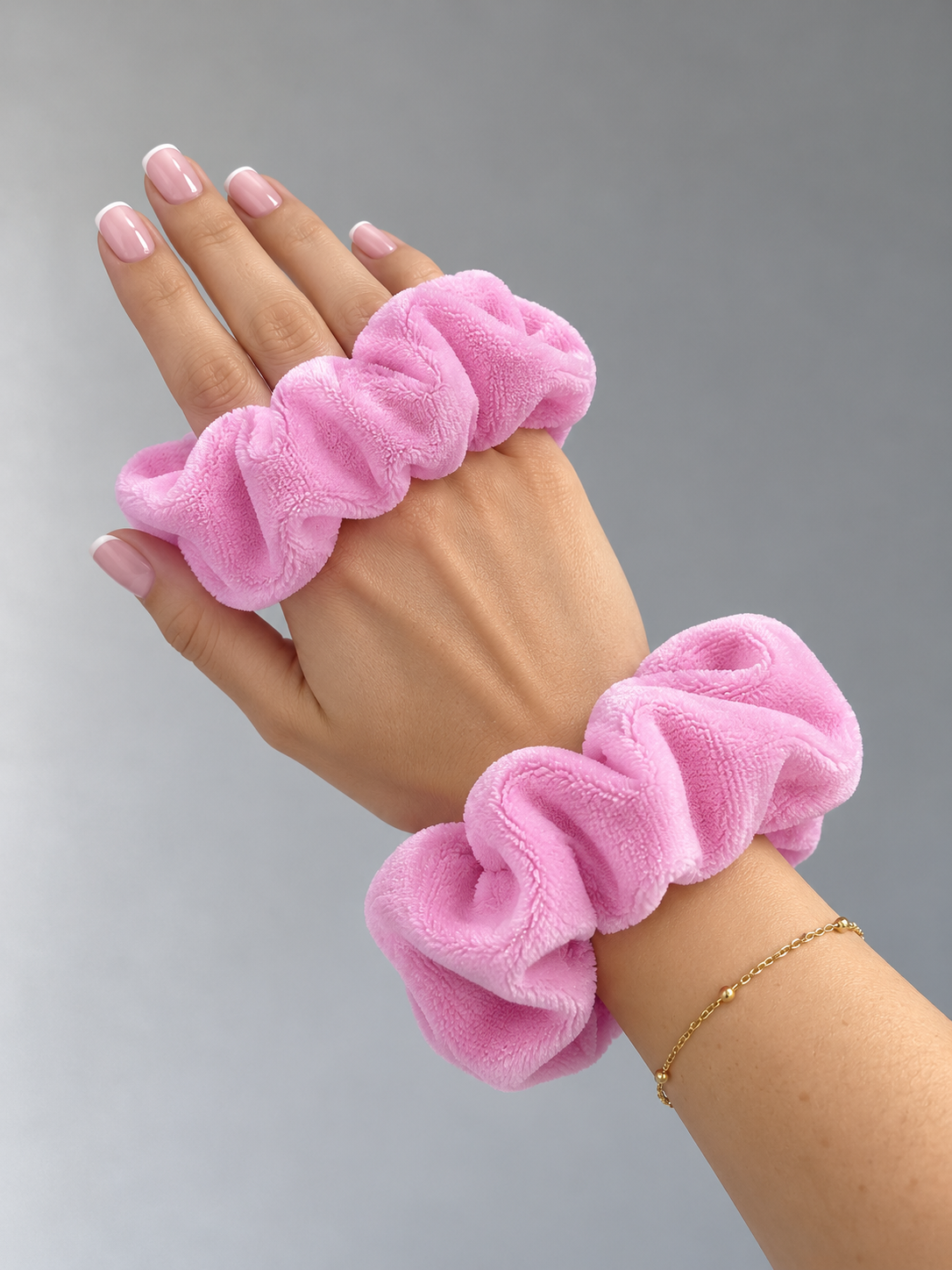 Scrunchie Elastic de Par Handmade Catifea Velveto - Baby Pink
