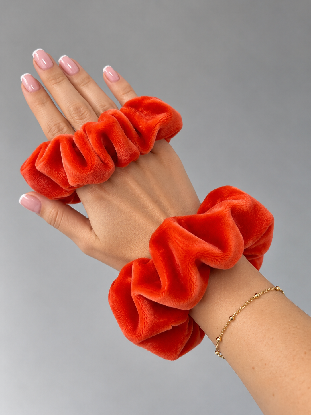 Scrunchie Elastic de Par Handmade Catifea Velveto - Portocaliu