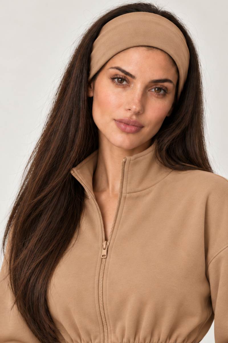 Bandana de par din bumbac French Terry – Cotton Grace - beige