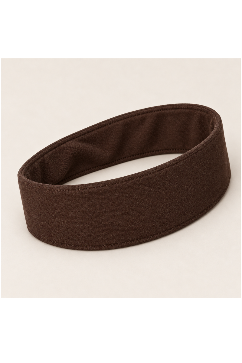 Bandana de par din bumbac French Terry – Cotton Grace - maro inchis