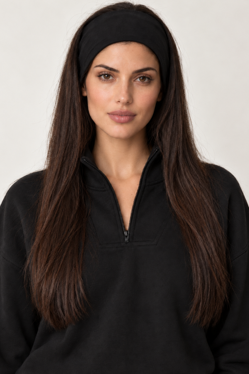Bandana de par din bumbac French Terry – Cotton Grace - negru
