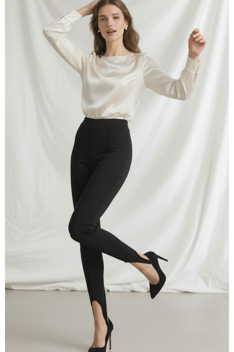 Colanți modelatori din bumbac organic cu talie înaltă și bareta stirrup "Valerie"