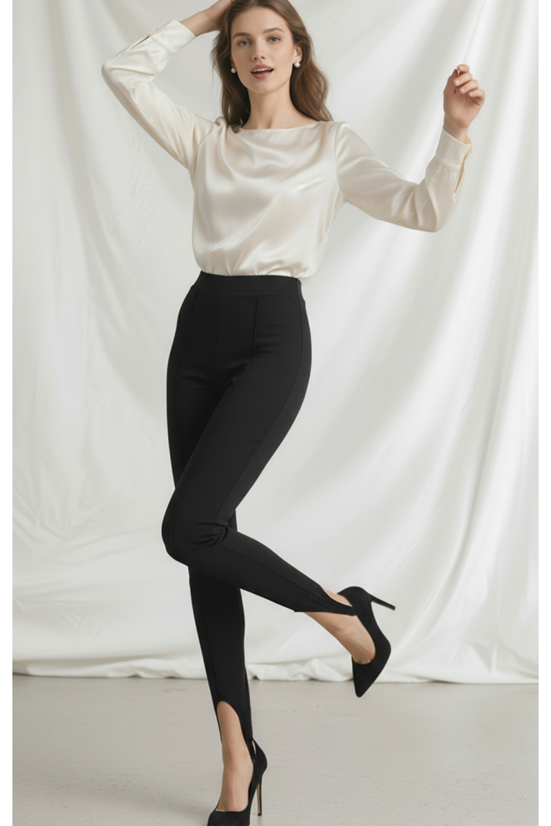 Colanți modelatori din bumbac organic cu talie înaltă și bareta stirrup "Valerie"