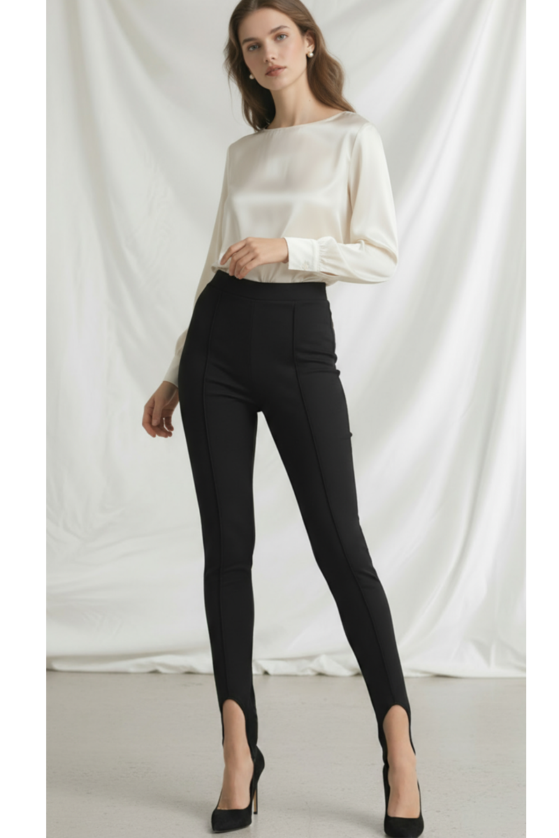 Colanți modelatori din bumbac organic cu talie înaltă și bareta stirrup "Valerie"