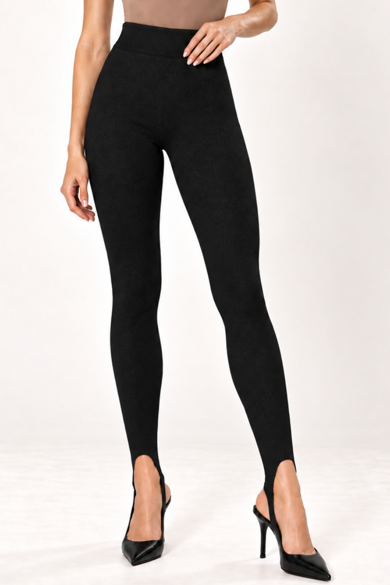 Colanti din bumbac cu talie inalta si decupaj Stirrup "Valerie" Sugar Couture - Negru