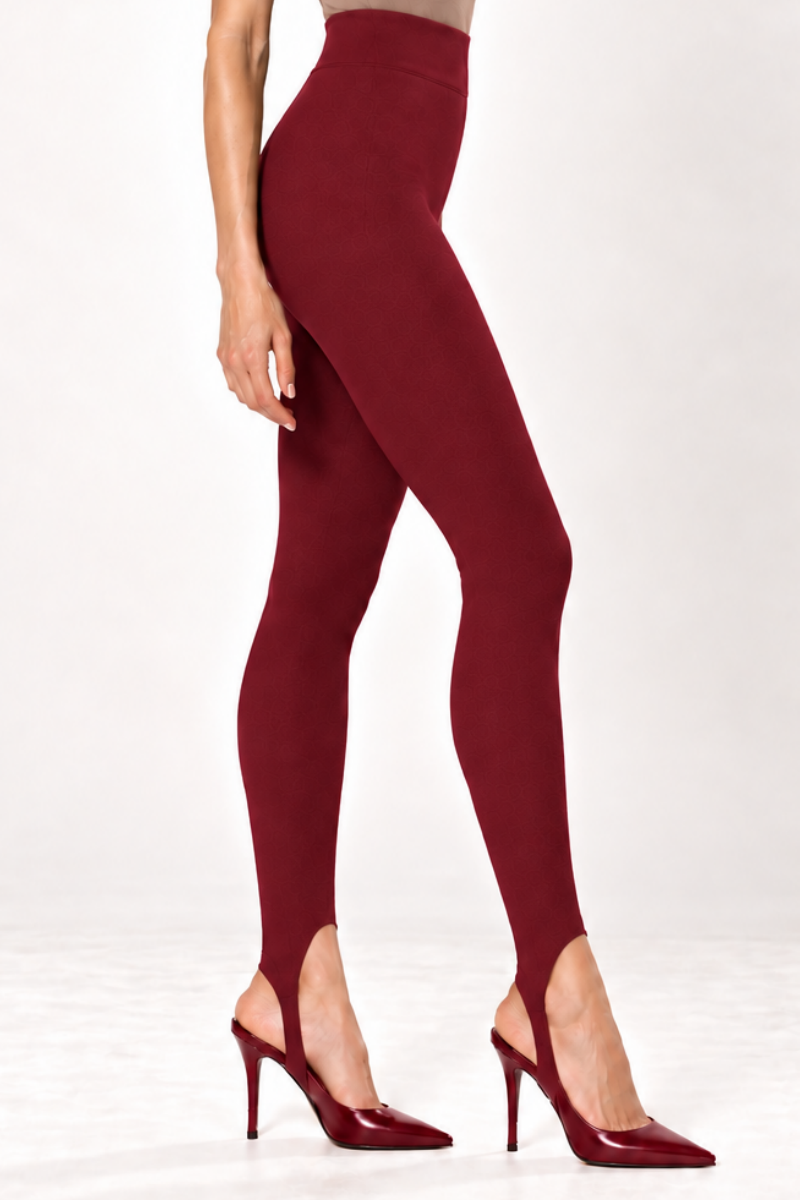 Colanti din bumbac cu talie inalta si decupaj Stirrup "Valerie" Sugar Couture - Burgundy