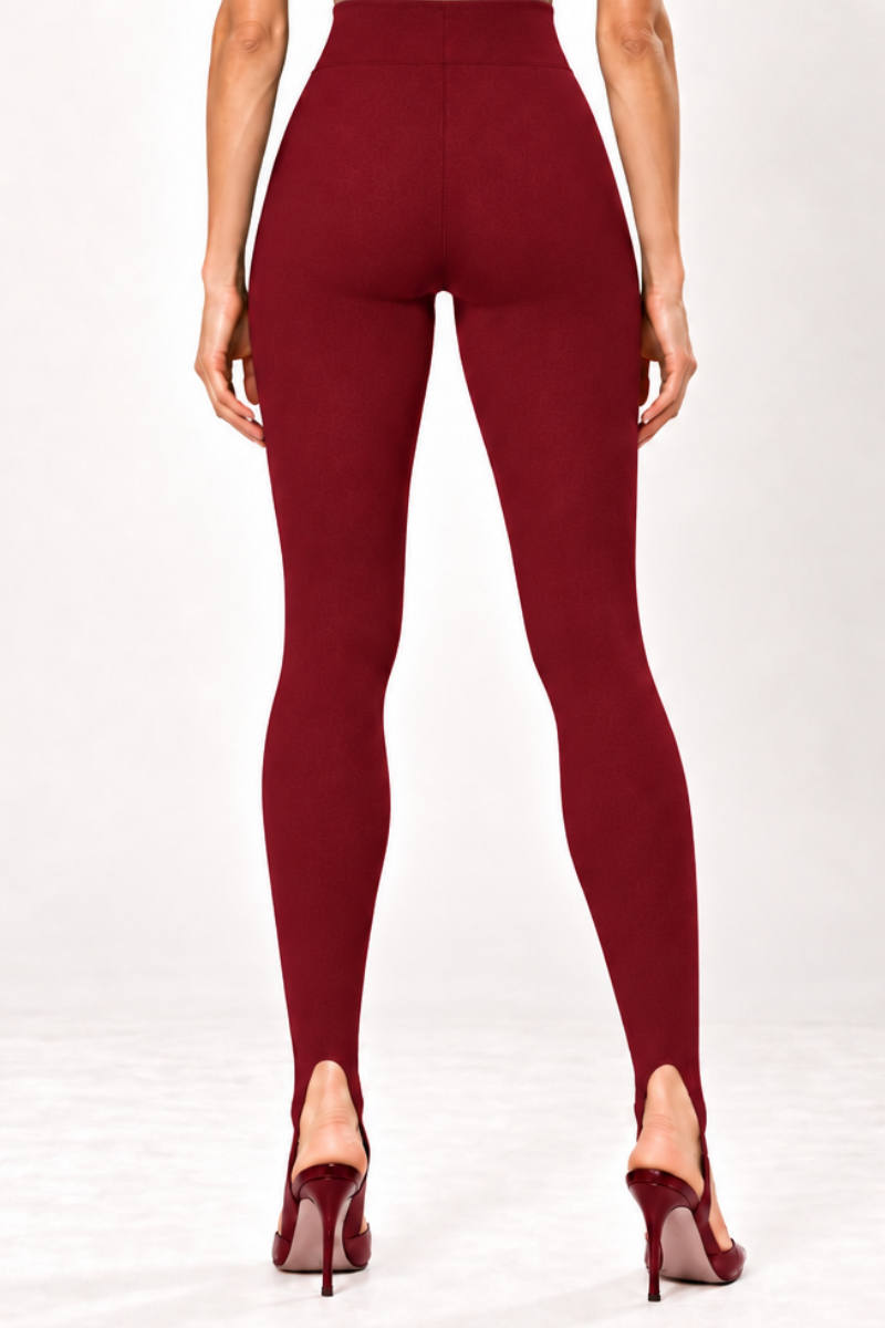 Colanti din bumbac cu talie inalta si decupaj Stirrup "Valerie" Sugar Couture - Burgundy