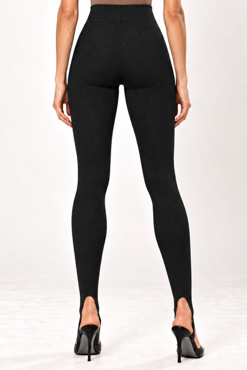 Colanti din bumbac cu talie inalta si decupaj Stirrup "Valerie" Sugar Couture - Negru