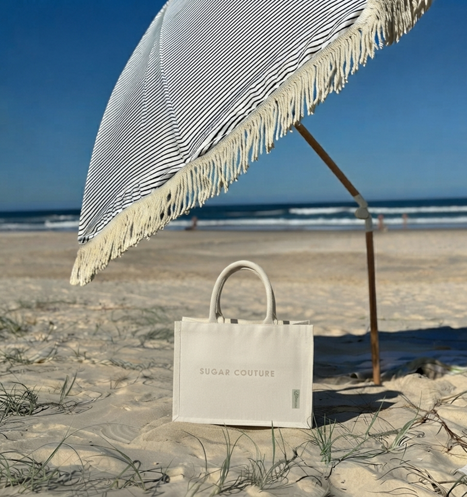 Mini Beige Tote Bag Summer Birthday Edition  Sugar Couture