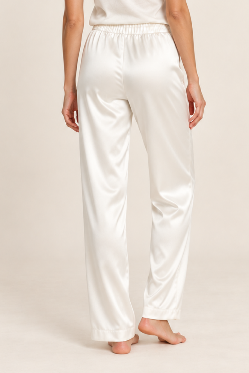 Pantaloni homewear din satin ivoire Sugar Couture OUTLET